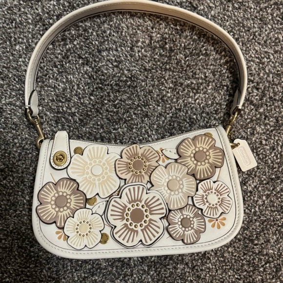 Floral White and Brown Women's Bag - Picture 1 of 1
